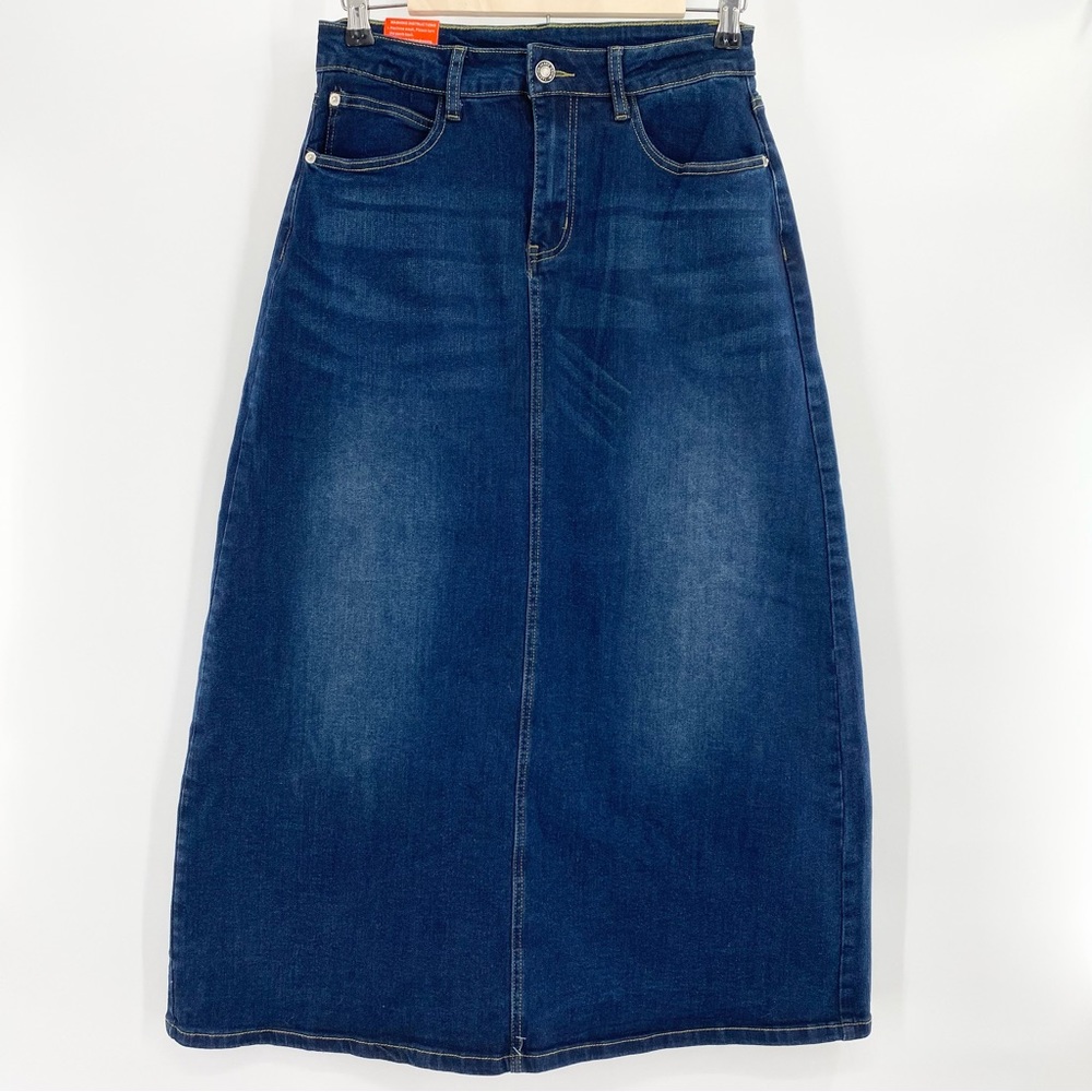 Long Women's Skirt Maxi Stretch High Waisted Pencil Denim
